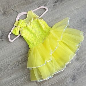 Little girl's yellow sequin tutu dress
